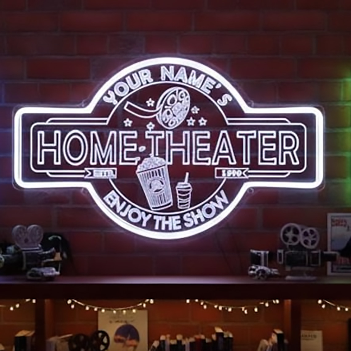 لافتة نيون مخصصة لغرفة السينما - مراجعة Home Cinema In وسعره